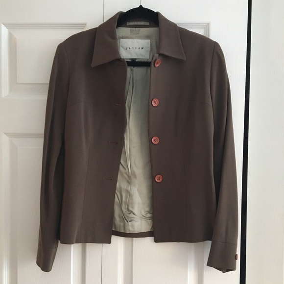 Jigsaw brown wool jacket, made in England, size UK 12, US small/medium